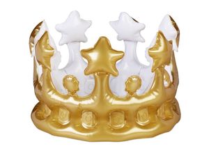 4052025479572 - Relaxdays - Aufblasbare Krone 5er Set Kostümzubehör Karneval Accessoire für Prinzessin König Geburtstagskrone gold