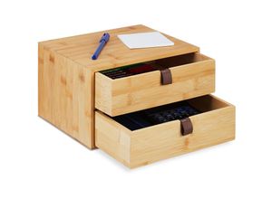 4052025479794 - Relaxdays - Schreibtisch Organizer Büroorganisator 2 Schubladen Bambus Schubladenkasten hbt 145 x 25 x 20 cm natur