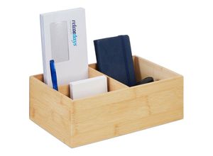 4052025479923 - Bambus Organizer 3 Fächer Schreibutensilien Büro Badezimmer hbt 95 x 29 x 19 cm Aufbewahrungsbox natur - Relaxdays