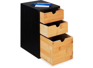 4052025480004 - Relaxdays - Schubladenbox Bambus 3 Schubladen HxBxT 28 x 17 x 215 cm Schreibtisch Organizer Büro natur schwarz