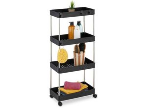 4052025480264 - Relaxdays Nischenwagen 4 Etagen mit Rollen Küche Bad Rollwagen 88 x 415 x 235 cm Kunststoff Edelstahl schwarz 4052025480264 - Relaxdays Nischenwagen 4 Etagen mit Rollen Küche Bad Rollwagen 88 x 415 x 235 cm Kunststoff Edelstahl schwarz