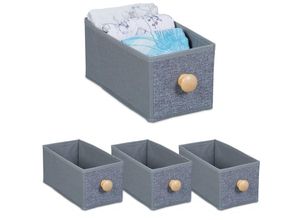 4052025480530 - Aufbewahrungsbox 4er Set Ordnungsbox Stoff 4 l Regalkorb faltbar mit Griff hbt 125 x 14 x 275 cm grau - Relaxdays