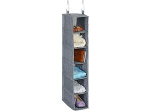 4052025480622 - Relaxdays Kleiderschrank Hängeregal 6 Fächer Stoff HBT 92 x 155 x 30 cm 2 Haken Schrankaufbewahrung hängend grau