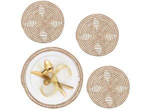 4052025481315 - Tischset 4er Set natürliches Design Palmenfaser rundes Platzset ø 35 cm Teller Deko Esstisch natur - Relaxdays