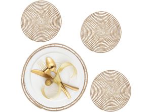 4052025481322 - Tischset 4er Set natürliches Design Palmenfaser rundes Platzset ø 35 cm Teller Deko Esstisch natur - Relaxdays