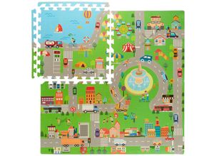 4052025481667 - Relaxdays Puzzlematte Straße 12-teilige Spielmatte schadstofffrei EVA Schaumstoff Kinderzimmer 121 x 121 cm bunt