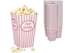 4052025481681 - Relaxdays - Popcorntüten 72er Set gestreift Retro-Optik Kino Filmabend Zubehör Pappe Popcornbehälter rosa weiß