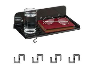 4052025481919 - Relaxdays - Bettablage Mini-Nachttisch zum Ankleben für Bett & Hochbett HxBxT 85 x 30 x 155 cm Kunststoff schwarz