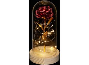 4052025482039 - Ewige Rose im Glas mit LED-Beleuchtung Kunstrose als Mutter- Jahres- oder Valentinstaggeschenk rot gold - Relaxdays