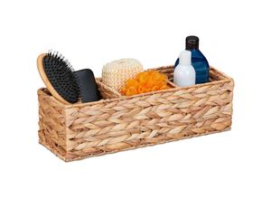 4052025482084 - Aufbewahrungskorb Wasserhyazinthe 3 Fächer Badezimmer Aufbewahrung hbt 13 x 425 x 15 cm Körbchen natur - Relaxdays