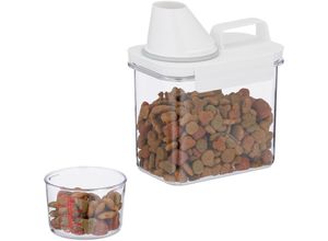 4052025482169 - Relaxdays Futter Aufbewahrungsbox Messbecher luftdichter Deckel 11 l Trockenfutter Müsli Waschpulver transparent