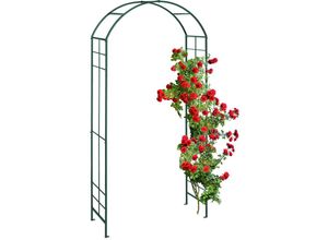 4052025482602 - Rosenbogen Metall Torbogen Garten HxBxT 224 x 110 x 41 cm stabiler Rankbogen für Kletterpflanzen grün - Relaxdays