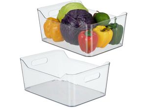 4052025483876 - Relaxdays - 2 x Kühlschrank Organizer Lebensmittel Aufbewahrung h x b x t 145 x 35 x 24 cm Kühlschrankbox mit Griff transparent