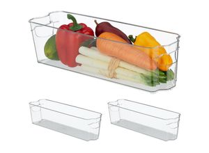 4052025483906 - Relaxdays - 3 x Kühlschrank Organizer Aufbewahrung von Lebensmitteln HxBxT 10 x 38 x 105 cm Küchenbox mit Griff transparent