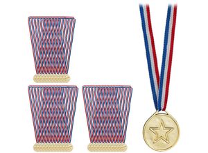 4052025483920 - Relaxdays Goldmedaille Kinder 36er Set Ø 35 cm Plastik mit Band Medaillenset Kindergeburtstag Auszeichnung gold