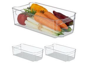 4052025484101 - Relaxdays - 3 x Kühlschrank Organizer Aufbewahrung von Lebensmitteln HxBxT 9 x 315 x 155 cm Küchenbox mit Griff transparent