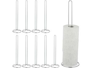 4052025485122 - Relaxdays - 10 x Ersatzrollenhalter für je 5 Ersatzrollen Klopapier Metall freistehend Klopapierständer HxD 50 x 14 cm silber 4052025485122 - Relaxdays - 10 x Ersatzrollenhalter für je 5 Ersatzrollen Klopapier Metall freistehend Klopapierständer HxD 50 x 14 cm silber