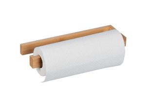 4052025485313 - Küchenrollenhalter Wand Bambus Rollenhalter für Küche Küchenpapierhalter ohne Bohren hbt 3x31x9 cm natur - Relaxdays