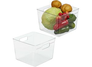 4052025485788 - Relaxdays - 2 x Kühlschrank Organizer Lebensmittel Aufbewahrung Kühlschrankbox mit Griffen h x b x t 155x21x21 cm transparent