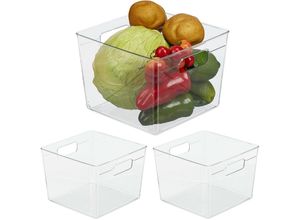 4052025485795 - Relaxdays - 3 x Kühlschrank Organizer Lebensmittel Aufbewahrung Kühlschrankbox mit Griffen h x b x t 155x21x21 cm transparent