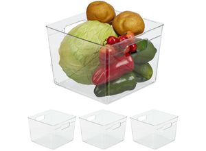 4052025485801 - Relaxdays - 4 x Kühlschrank Organizer Lebensmittel Aufbewahrung Kühlschrankbox mit Griffen h x b x t 155x21x21 cm transparent