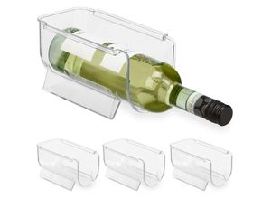 4052025485825 - Relaxdays - 4 x Kühlschrank Flaschenablage stapelbar Getränkeaufbewahrung Limo Wein Bier HxBxT 10 x 11 x 205 cm transparent