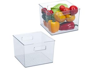 4052025485900 - Relaxdays - 2 x Kühlschrank Organizer Aufbewahrung von Lebensmitteln HxBxT 155 x 21 x 21 cm Küchenbox mit Griffen transparent