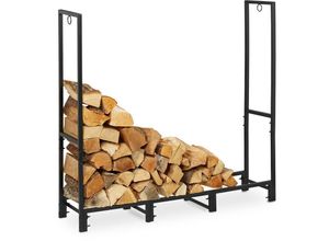 4052025485962 - Kaminholzregal xl Holzlege Stahl Scheite ab 265 cm Brennholzregal außen hbt 116 x 121 x 305 cm schwarz - Relaxdays