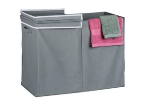 4052025486556 - Wäschekorb mit Deckel 100 l faltbar Stoff Wäschesammler Bad & Schlafzimmer HxBxT 50 x 68 x 34 cm grau - Relaxdays