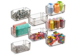 4052025487515 - Schubladen Ordnungssystem 8-tlg Organizer Unterwäsche Socken Make-up zusammensteckbar Kunststoff braun - Relaxdays