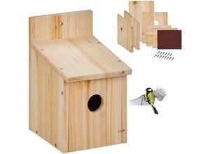 4052025487812 - Nistkasten Bausatz für Vögel 35 mm Einflugloch hbt 23 x 14 x 18 cm Vogelhaus zum selber Bauen Holz natur - Relaxdays