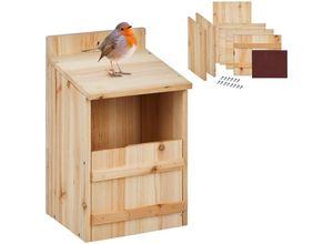 4052025487843 - Relaxdays - Nistkasten für Halbhöhlenbrüter Bausatz Einflugspalt HxB 10 x 19 cm Holz Vogelhaus zum Aufhängen natur