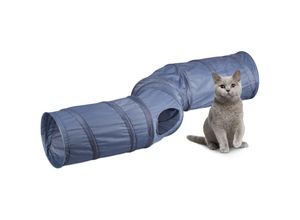 4052025489083 - Katzentunnel faltbare Katzenröhre S-Form hbt 25 x 1315 x 35 cm Spieltunnel 4 Ausgänge Polyester grau - Relaxdays