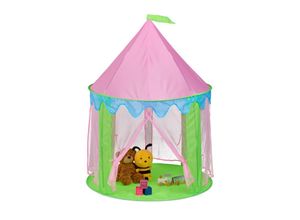 4052025489144 - Spielzelt Prinzessin für Kinder Prinzessinnenschloss indoor hd 135x102 cm Kinderzelt 4 Eingänge grün rosa - Relaxdays