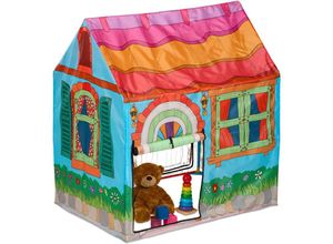 4052025489175 - Spielzelt Landhaus-Design hbt 103 x 96 x 75 cm Kinderzelt 2 Eingänge Spielhaus indoor Krabbelzelt bunt - Relaxdays