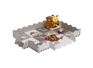 4052025489205 - Puzzlematte 4x3 Baby Spielmatte mit Rand Dinosaurier schadstofffreier Schaumstoff Kindermatte grau weiß - Relaxdays