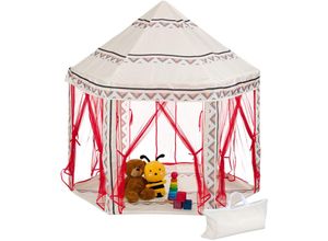 4052025491420 - Spielzelt sechseckig für Kinder Spielhaus indoor hbt 135 x 140 x 140 cm Kinderzelt 6 Eingänge bunt - Relaxdays