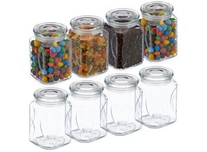 4052025495206 - Vorratsgläser mit Deckel 8er Set Glas 750 ml eckige Vorratsdosen luftdichte Glasbehälter transparent - Relaxdays