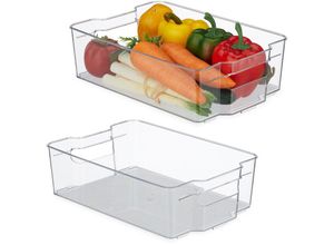 4052025495619 - 2 x Kühlschrank Organizer Aufbewahrung von Lebensmitteln HxBxT 9 x 315 x 215 cm Küchenbox mit Griff transparent