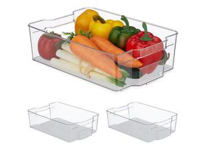 4052025495626 - Relaxdays - 3 x Kühlschrank Organizer Aufbewahrung von Lebensmitteln HxBxT 9 x 315 x 215 cm Küchenbox mit Griff transparent