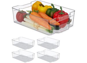 4052025495633 - 5 x Kühlschrank Organizer Aufbewahrung von Lebensmitteln HxBxT 9 x 315 x 215 cm Küchenbox mit Griff transparent