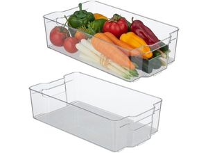 4052025496319 - 2 x Kühlschrank Organizer Lebensmittel Aufbewahrung HxBxT 10 x 38 x 21 cm Kühlschrankbox mit Griff transparent