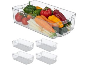 4052025496333 - 5 x Kühlschrank Organizer Lebensmittel Aufbewahrung HxBxT 10 x 38 x 21 cm Kühlschrankbox mit Griff transparent