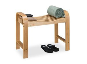 4052025496555 - Badhocker Bambus Griffe ergonomische Sitzfläche HxBxT 54 x 65 x 33 cm Sitzbank Flur und Bad natur - Relaxdays