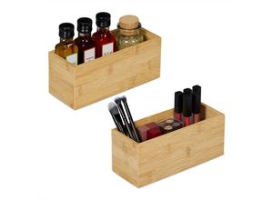 4052025497675 - Aufbewahrungsbox Bambus 2er Set Ordnungsbox ohne Deckel hbt 95x23x9 cm Bambusbox Küche Bad Büro natur - Relaxdays