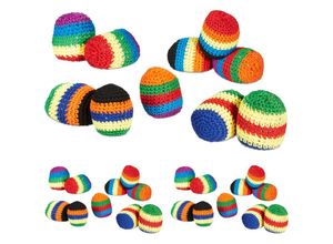 4052025497699 - Relaxdays - 30 x Kick Ball gestrickte Bohnensäckchen ø 55 cm gefüllte Jonglierbälle Kinder & Erwachsene Sandbälle bunt