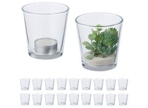 4052025498207 - Teelichtgläser 20er Set Teelichthalter Glas Tischdeko h x d 75 x 75 cm Kerzengläser transparent - Relaxdays