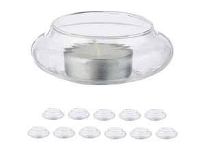 4052025498214 - Relaxdays - Teelichthalter schwimmend 12er Set Glas Tischdeko Hochzeit Pool & Teich Schwimmteelichter transparent