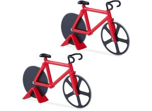 4052025498344 - Relaxdays - 2 x Fahrrad Pizzaschneider lustiger Pizzaroller mit Schneiderädern Cutter für Pizza & Teig Pizzamesser rot schwarz 4052025498344 - Relaxdays - 2 x Fahrrad Pizzaschneider lustiger Pizzaroller mit Schneiderädern Cutter für Pizza & Teig Pizzamesser rot schwarz