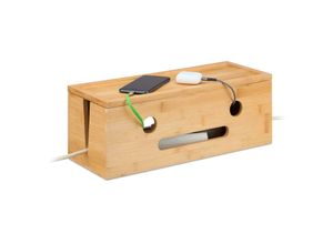 4052025498979 - Relaxdays - Kabelbox für 2 Steckdosenleisten Bambus HxBxT 155 x 42 x 16 cm Kabel verstecken Steckdosenbox natur